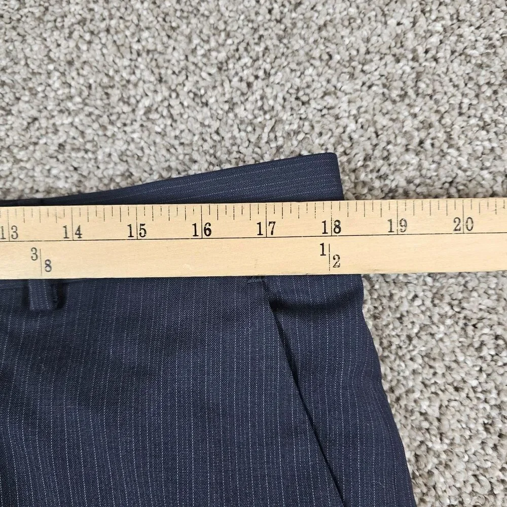 Banana Republic Pants Men 36x32 Navy Blue Wool Stripes Flat Front Trouser Slacks